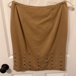White House Black Market Tan Pencil Skirt with Eyelet Detail